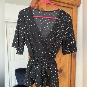 Black and white polka dot blouse
